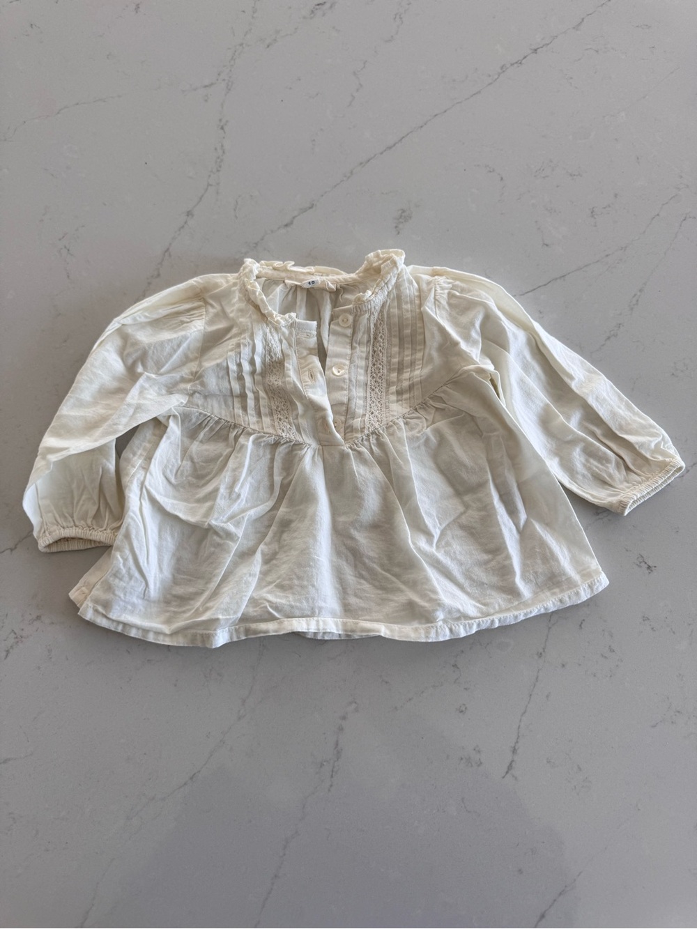 Louis Louise Cream Pintuck Peasant Blouse - Lightweight Long Sleeve